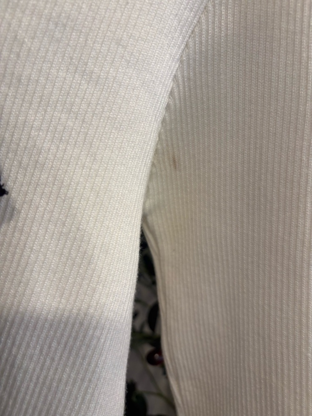 SHEIN Cream Ribbed Long Sleeve Top with Black Bow Collar - Picture 3 of 5